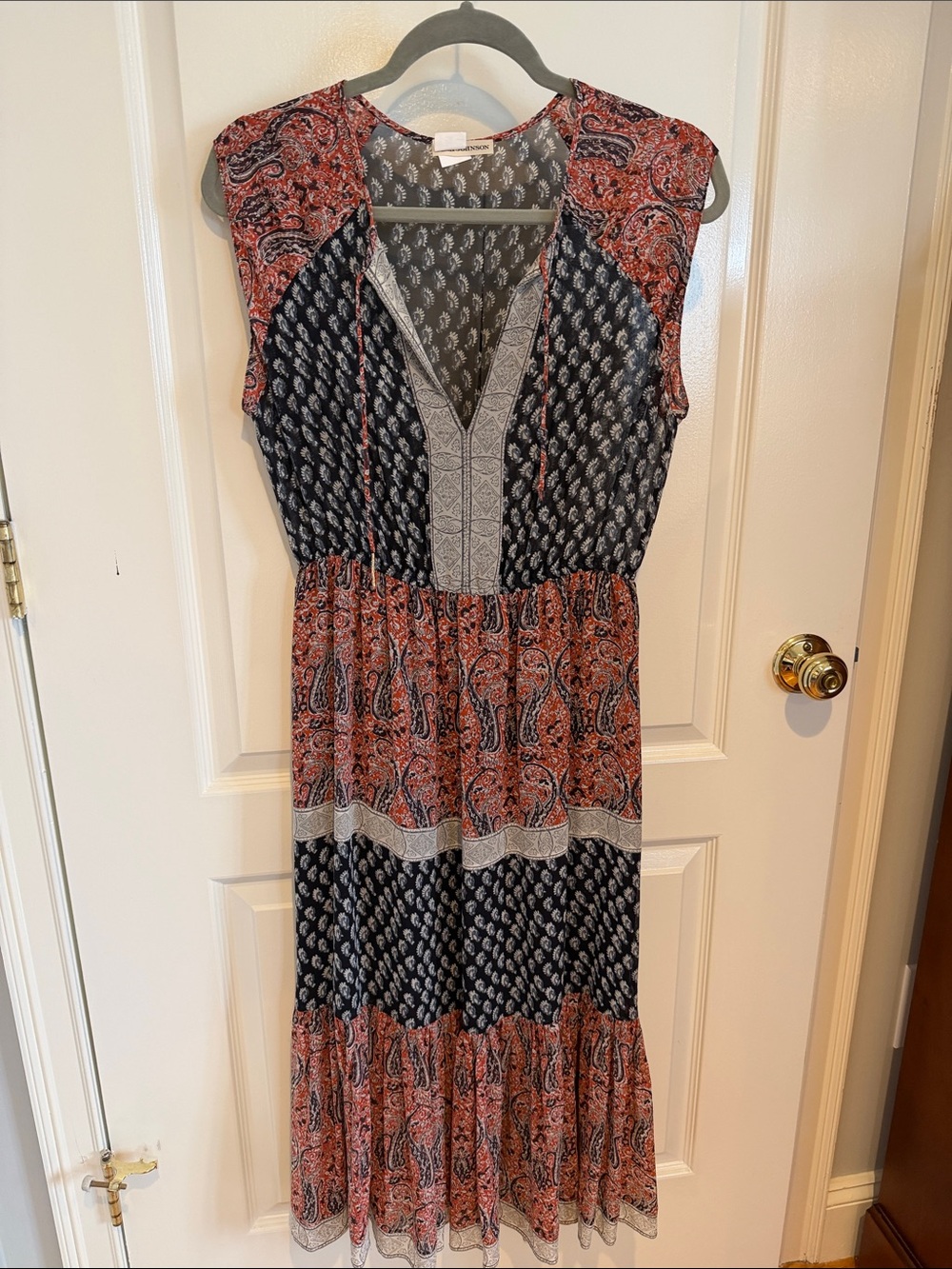 Ulla Johnson vintage sleeveless mixed-paisley midi dress